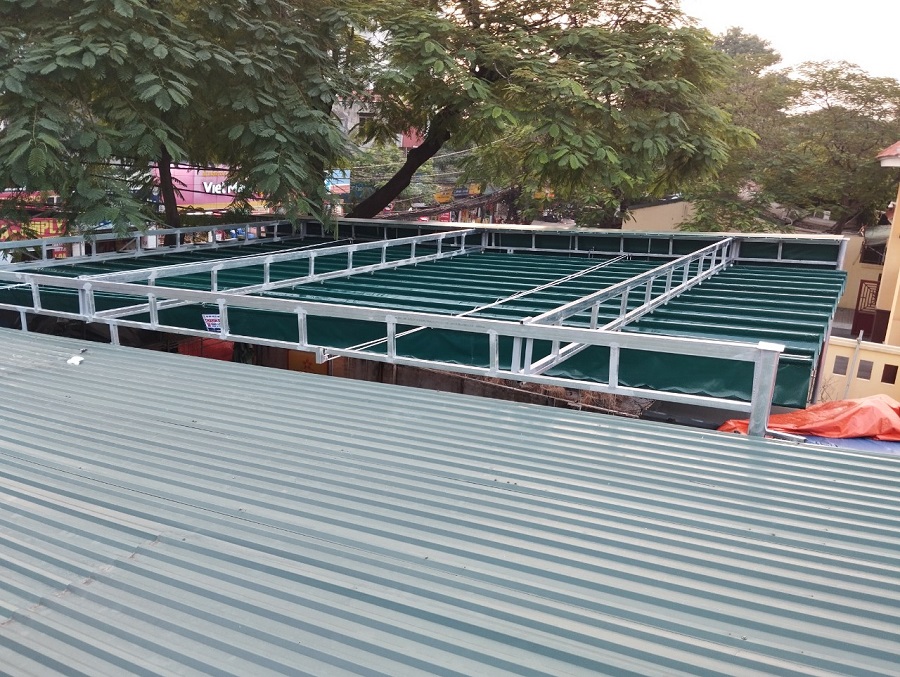 Báo giá mái xếp bạt kéo 2024, thi công lắp đặt mái xếp giá rẻ
